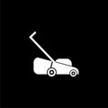 Lawn mower icon flat illustration for graphic and web design isolated on black background Royalty Free Stock Photo