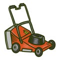 Lawn mower icon, hand drawn style