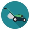 Lawn mower icon in flat design.