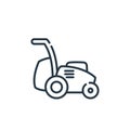lawn mower icon vector from house plant concept. Thin line illustration of lawn mower editable stroke. lawn mower linear sign for Royalty Free Stock Photo