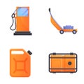 Lawn mower icons set cartoon . Electric equipment machine