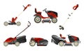 Lawn mower or mower, lawnmower vector icon set. Royalty Free Stock Photo