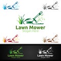 Lawn Mower Logo for Lawn Mowing Gardener Design Royalty Free Stock Photo