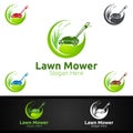 Lawn Mower Logo for Lawn Mowing Gardener Design Royalty Free Stock Photo