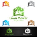 Lawn Mower Logo for Lawn Mowing Gardener Design Royalty Free Stock Photo