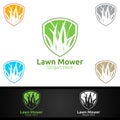 Lawn Mower Logo for Lawn Mowing Gardener Design Royalty Free Stock Photo