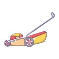Lawn mower machine icon, cartoon style Royalty Free Stock Photo