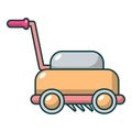 Lawn mower machine icon, cartoon style Royalty Free Stock Photo