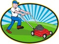 Lawn Mower Man Gardener Cartoon