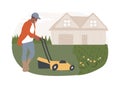 Lawn mowing service isolated concept vector illustration.