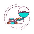 Lawn Mowing and Trimming color line icon. Cutting the grass in the right area. Handyman services. Pictogram for web page, mobile