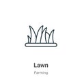 Lawn outline vector icon. Thin line black lawn icon, flat vector simple element illustration from editable gardening concept Royalty Free Stock Photo