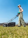 Gagdeber scarifying lawn Royalty Free Stock Photo