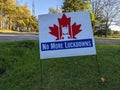 Lawn sign no more lockdowns Royalty Free Stock Photo