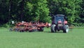 Lawn tractor mows the lawn