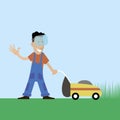 The lawnmower man illustration Royalty Free Stock Photo