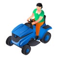 Lawnmower tractor icon, isometric style Royalty Free Stock Photo