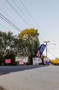 LAWRENCEVILLE, UNITED STATES - Nov 03, 2020: Campaign signs along the side of the road near a polling location in Gwinnett County