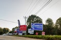 LAWRENCEVILLE, UNITED STATES - Nov 03, 2020: Campaign signs along the side of the road near a polling location in Gwinnett County