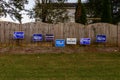 LAWRENCEVILLE, UNITED STATES - Nov 03, 2020: Democratic campaign signs along the side of the road near a polling location in