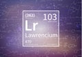 Lawrencium chemical element with first ionization energy, atomic mass and electronegativity values on scientific Royalty Free Stock Photo