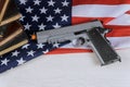 Laws handgun with school shooting gun American flag Royalty Free Stock Photo