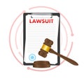 Lawsuit paper. Law document process. Vector stock illustration. Royalty Free Stock Photo