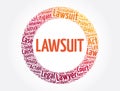 Lawsuit word cloud collage, law concept background
