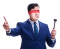 Lawyer with blindfold holding a gavel isolated on white Royalty Free Stock Photo