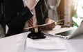 Lawyer business man working with paperwork on his desk at office. Royalty Free Stock Photo