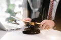 Lawyer business man working with paperwork on his desk in office. Royalty Free Stock Photo