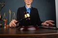 Lawyer business women working and notary signs the documents at office. consultant lawyer, justice and law ,attorney Royalty Free Stock Photo