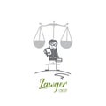 Lawyer concept. Hand drawn isolated vector Royalty Free Stock Photo