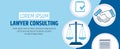 Lawyer consulting. Justice scales. A banner template of a law firm or company. Flyer legal services