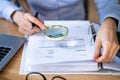 Lawyer Examining Invoice Using Magnifier Glass Royalty Free Stock Photo
