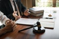 Lawyer explained to the client about the legal issues that must be taken in court in the office Royalty Free Stock Photo