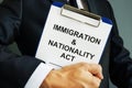 Lawyer holds Immigration and Nationality Act INA Royalty Free Stock Photo