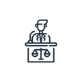 lawyer icon vector from law and justice concept. Thin line illustration of lawyer editable stroke. lawyer linear sign for use on Royalty Free Stock Photo