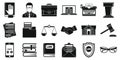 Lawyer legal icons set, simple style