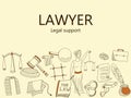 Lawyer. Legal support banner vector illustration