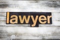 Lawyer Letterpress Word on Wooden Background Royalty Free Stock Photo