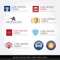 Lawyer logo design templates. Law office logo set. The judge, Law firm logo templates, lawyer set of vintage labels collection. Royalty Free Stock Photo