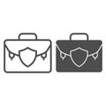 Lawyer portfolio line and glyph icon. Suitcase vector illustration isolated on white. Briefcase outline style design