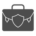 Lawyer portfolio solid icon. Suitcase vector illustration isolated on white. Briefcase glyph style design, designed for Royalty Free Stock Photo