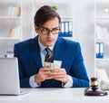 Lawyer receiving money as bribe Royalty Free Stock Photo