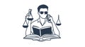 Lawyer with Scales of Justice Books, Legal Profession Concept Royalty Free Stock Photo