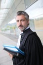 Lawyer standing on front of courthouse Royalty Free Stock Photo