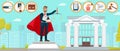 Lawyer Superman Law Firm Monument Vector Flat.