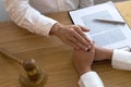 Lawyer touch and respect clients to trust partnership.Trust Promise Concept Royalty Free Stock Photo