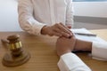 Lawyer touch and respect clients to trust partnership.Trust Promise Concept Royalty Free Stock Photo